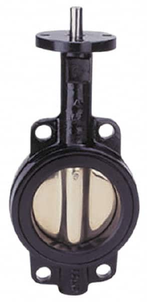 Apollo - 12" Pipe, Lug Butterfly Valve - Bare Stem Handle, Cast Iron Body, Buna-N Seat, 200 WOG, PTFE Disc, Stainless Steel Stem - Exact Tooling
