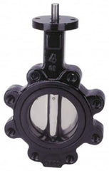 Apollo - 6" Pipe, Lug Butterfly Valve - Bare Stem Handle, Cast Iron Body, Buna-N Seat, 200 WOG, PTFE Disc, Stainless Steel Stem - Exact Tooling