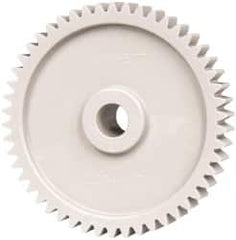Made in USA - 20 Pitch, 2-1/2" Pitch Diam, 2.6" OD, 50 Tooth Spur Gear - 3/8" Face Width, 3/8" Bore Diam, 3/4" Hub Diam, 20° Pressure Angle, Acetal - Exact Tooling