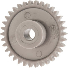 Made in USA - 24 Pitch, 1.416" Pitch Diam, 1-1/2" OD, 34 Tooth Spur Gear - 1/4" Face Width, 1/4" Bore Diam, 39/64" Hub Diam, 20° Pressure Angle, Acetal - Exact Tooling