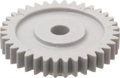 Made in USA - 24 Pitch, 1-1/2" Pitch Diam, 1.583" OD, 36 Tooth Spur Gear - 1/4" Face Width, 1/4" Bore Diam, 5/8" Hub Diam, 20° Pressure Angle, Acetal - Exact Tooling