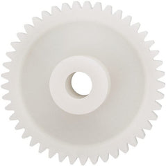 Made in USA - 24 Pitch, 1-7/8" Pitch Diam, 1.958" OD, 45 Tooth Spur Gear - 1/4" Face Width, 5/16" Bore Diam, 43/64" Hub Diam, 20° Pressure Angle, Acetal - Exact Tooling