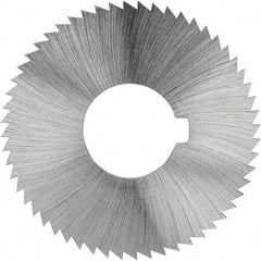 Made in USA - 2-1/4" Diam x 0.023" Blade Thickness x 5/8" Arbor Hole Diam, 60 Tooth Slitting and Slotting Saw - Arbor Connection, Right Hand, Uncoated, High Speed Steel, Concave Ground, Contains Keyway - Exact Tooling