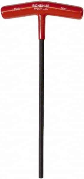 Bondhus - 6mm Hex, T-Handle Cushion Grip, Hex Key - 229mm OAL, Metric System of Measurement - Exact Tooling