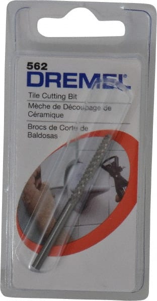 Dremel - 1/8" Diam, High Speed Steel Diamond Pattern Router Bit - Right Hand Cut, 61mm Overall Length, 1/8" Shank Diam, Use on Cement Board, Ceramic Wall Tile, Plaster - Exact Tooling