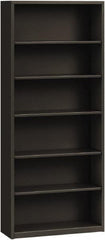 Hon - 6 Shelf, 81-1/8" High x 34-1/2" Wide Bookcase - 12-5/8" Deep, Steel, Charcoal - Exact Tooling