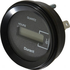 Durant - Supertwist LCD Display Hour Meter - 58.4mm High, 12VDC-60VAC Voltage, Solid State Hourmeter Round - Exact Tooling