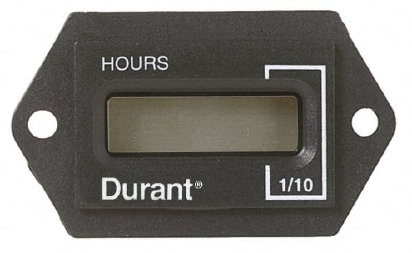 Durant - Supertwist LCD Display Hour Meter - 31.1mm High, 12VDC-60VAC Voltage, Solid State Hourmeter Rectangular - Exact Tooling
