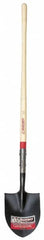 Razor-Back - 12" High x 8-3/4" Wide Round Steel Shovel - 48" Long Wood Straight Handle, Front Turned - Exact Tooling