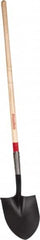 Razor-Back - 12" High x 8-7/8" Wide Round Steel Shovel - 48" Long Wood Straight Handle, Rolled - Exact Tooling