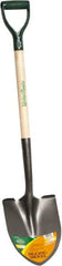 UnionTools - 11-1/2" High x 8-5/8" Wide Round Steel Shovel - 28" Long Wood D-Grip Handle, Front Turned - Exact Tooling