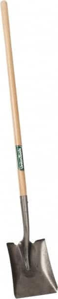 UnionTools - 11-1/2" High x 9-1/2" Wide Square Steel Shovel - 44" Long Wood Straight Handle, Rolled - Exact Tooling