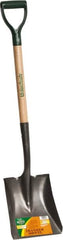 UnionTools - 11-1/2" High x 8-5/8" Wide Square Steel Shovel - 28" Long Wood D-Grip Handle, Front Turned - Exact Tooling