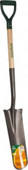 UnionTools - 16" High x 6" Wide Tapered Steel Spade - 27" Long Wood D-Grip Handle, Front Turned - Exact Tooling