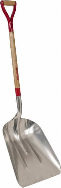 Razor-Back - 19-3/4" High x 15-1/4" Wide Square Aluminum Shovel - 36" Long Wood D-Grip Handle - Exact Tooling