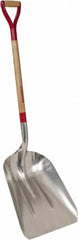Razor-Back - 19-3/4" High x 15-1/4" Wide Square Aluminum Shovel - 36" Long Wood D-Grip Handle - Exact Tooling