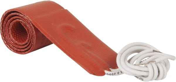 Value Collection - 12" Long x 1" Wide, Rectangular, Silicon Rubber, Standard Heat Blanket - 120 Volt, Plain Back, Use with Metal Containers - Exact Tooling