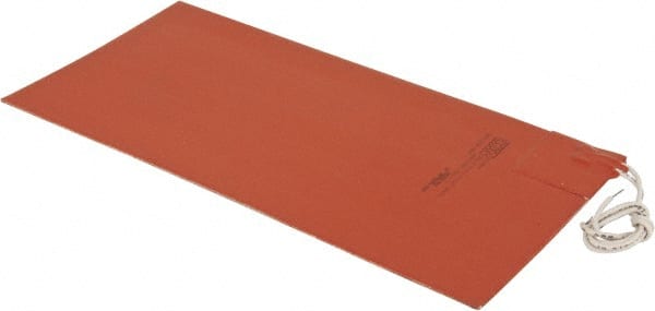Value Collection - 12" Long x 6" Wide, Rectangular, Silicon Rubber, Standard Heat Blanket - 120 Volt, Adhesive Back, Use with Metal Containers - Exact Tooling