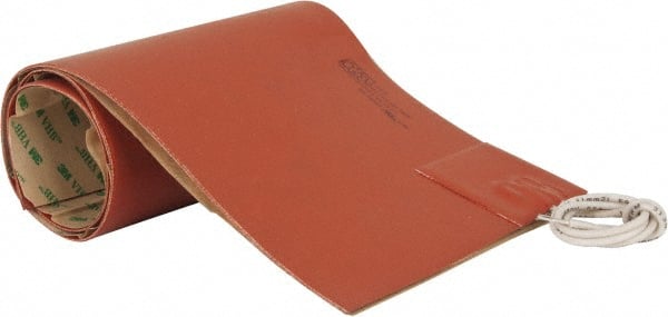 Value Collection - 24" Long x 6" Wide, Rectangular, Silicon Rubber, Standard Heat Blanket - 120 Volt, Adhesive Back, Use with Metal Containers - Exact Tooling