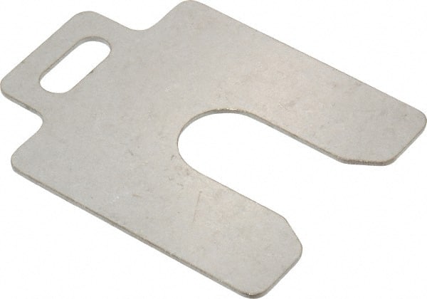Made in USA - 10 Piece, 2 Inch Long x 2 Inch Wide x 0.05 Inch Thick, Slotted Shim Stock - Stainless Steel, 5/8 Inch Wide Slot - Exact Tooling