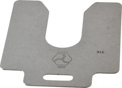 Made in USA - 10 Piece, 4 Inch Long x 4 Inch Wide x 0.05 Inch Thick, Slotted Shim Stock - Stainless Steel, 1-1/4 Inch Wide Slot - Exact Tooling