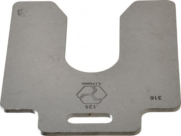 Made in USA - 5 Piece, 4 Inch Long x 4 Inch Wide x 0.125 Inch Thick, Slotted Shim Stock - Stainless Steel, 1-1/4 Inch Wide Slot - Exact Tooling