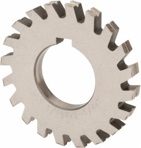 Value Collection - 1/32" Radius, 1/16" Circle Diam, 2-1/4" Cutter Diam, Arbor Connection, Concave Radius Cutter - High Speed Steel, 10 Teeth - Exact Tooling