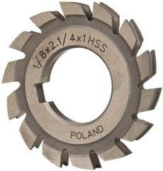 Value Collection - 1/16" Radius, 1/8" Circle Diam, 2-1/4" Cutter Diam, Arbor Connection, Concave Radius Cutter - High Speed Steel, Uncoated, 14 Teeth - Exact Tooling