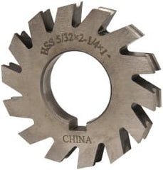 Value Collection - 5/64" Radius, 5/32" Circle Diam, 2-1/4" Cutter Diam, 0.1563" Cutting Width, Arbor Connection, Concave Radius Cutter - High Speed Steel, Oxide Finish, Form Relieved, 10 Teeth - Exact Tooling