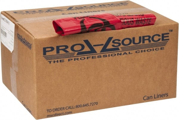 PRO-SOURCE - 35 Gal Capacity, Red, LLD, Hazardous Waste Bag - 1.2 mil Thick x 31" Wide x 43" High, Flat Pack - Exact Tooling