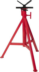 Value Collection - 1/4" to 12" Pipe Capacity, Adjustable Pipe Stand with Vee Head - 27" to 47" High, 2,500 Lb Capacity - Exact Tooling