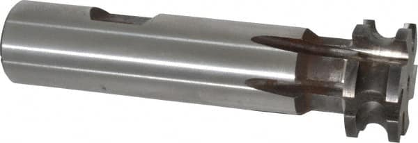Made in USA - 1/8" Radius, 1/4" Circle Diam, 1" Cutter Diam, 0.447" Cutting Width, Shank Connection, Concave Radius Cutter - 3/4" Shank Diam, 3-1/2" OAL, High Speed Steel, Uncoated, Form Relieved, 6 Teeth, Weldon Flat - Exact Tooling