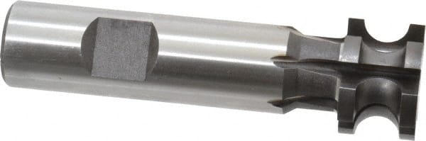 Made in USA - 3/16" Radius, 3/8" Circle Diam, 1" Cutter Diam, 0.635" Cutting Width, Shank Connection, Concave Radius Cutter - 3/4" Shank Diam, 3-1/2" OAL, High Speed Steel, Uncoated, Form Relieved, 6 Teeth, Weldon Flat - Exact Tooling