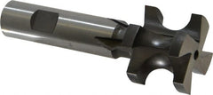 Made in USA - 3/8" Radius, 3/4" Circle Diam, 1-1/2" Diam x 1.197" Wide Cut, High Speed Steel Concave Radius Cutter - 4" OAL, 3/4" Shank Diam, Shank Connection, Uncoated, Form Relieved, 4 Teeth, Weldon Flat - Exact Tooling
