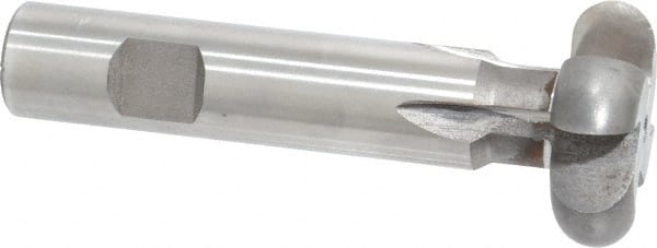 Made in USA - 1/4" Radius, 1/2" Circle Diam, 1-1/2" Cutter Diam, Shank Connection, Convex Radius Cutter - 3/4" Shank Diam, 4" OAL, High Speed Steel, Uncoated, Form Relieved, 4 Teeth, Weldon Flat - Exact Tooling