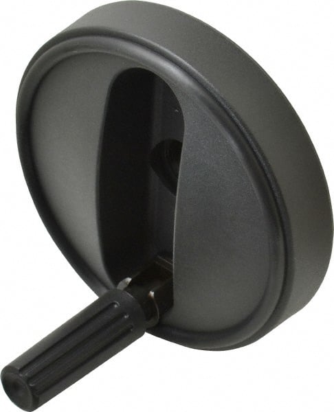 KIPP - 3.9" Diam, Thermoplastic Handwheel with Handle - 1.1" Hub Diam - Exact Tooling