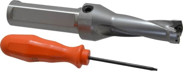 Kennametal - 2.19" Max Drill Depth, 2.5xD, 22.2mm Diam, Indexable Insert Drill - 2 Inserts, 1" Shank Diam, Straight Shank - Exact Tooling