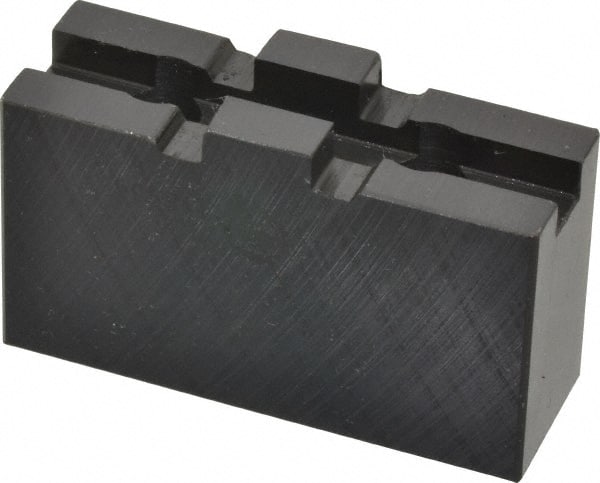 Bison - 5" Chuck Capacity, Tongue & Groove Attachment, Square Soft Lathe Chuck Jaw - 1 Jaw, Steel, 1-1/4" Btw Mount Hole Ctrs, 2-1/2" Long x 7/8" Wide x 1.52" High, 5/16" Groove - Exact Tooling