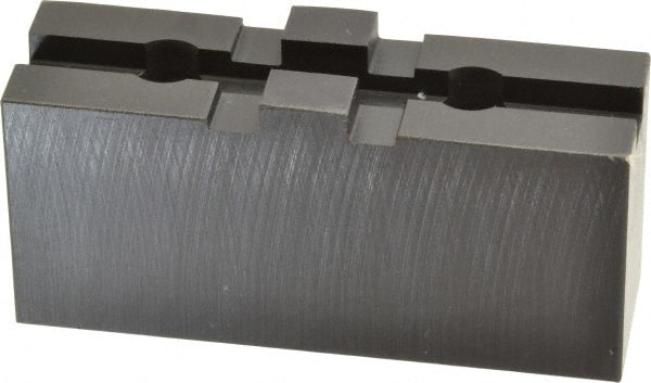 Bison - 8" Chuck Capacity, Tongue & Groove Attachment, Square Soft Lathe Chuck Jaw - 1 Jaw, Steel, 1-3/4" Btw Mount Hole Ctrs, 3-1/2" Long x 1-1/16" Wide x 1.713" High, 5/16" Groove - Exact Tooling