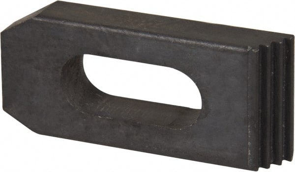 Value Collection - 1/2" Stud, Heat Treated Steel, Plain Strap Clamp - 1.26" Travel, 2-1/2" OAL x 1-1/8" Wide x 1/2" High, Black Oxide Finish, Tapered Nose - Exact Tooling