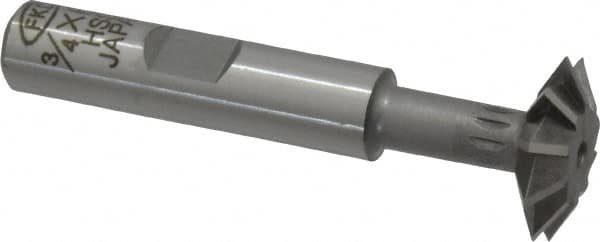 Interstate - 3/4° 3/4" Cut Diam, 3/16" Cut Width, 3/8" Shank, High Speed Steel Double-Angle Cutter - Exact Tooling