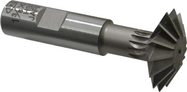 Interstate - 1-3/8° 1-3/8" Cut Diam, 7/16" Cut Width, 5/8" Shank, High Speed Steel Double-Angle Cutter - Exact Tooling