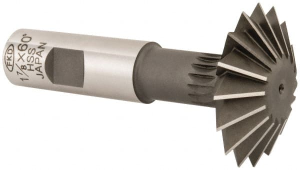 Interstate - 1-7/8° 1-7/8" Cut Diam, 5/8" Cut Width, 3/4" Shank, High Speed Steel Double-Angle Cutter - Exact Tooling