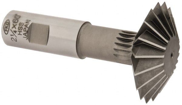 Interstate - 2-1/4° 2-1/4" Cut Diam, 3/4" Cut Width, 7/8" Shank, High Speed Steel Double-Angle Cutter - Exact Tooling