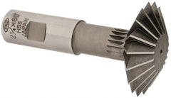 Interstate - 2-1/4° 2-1/4" Cut Diam, 3/4" Cut Width, 7/8" Shank, High Speed Steel Double-Angle Cutter - Exact Tooling
