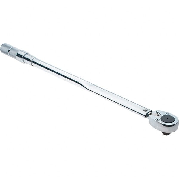 Proto - 3/4" Drive Micrometer Type Ratchet Head Torque Wrench - 142 N/m to 428 N/m Torque, 32-23/32" OAL, 1.7 N/m Graduation, Ratchet Head - Exact Tooling
