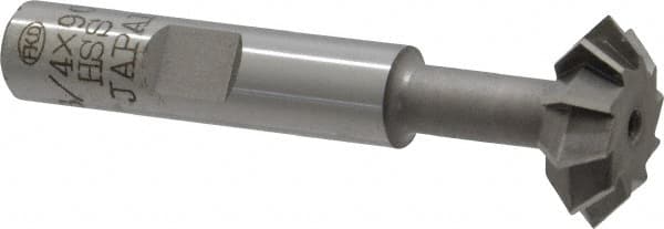 Interstate - 3/4° 3/4" Cut Diam, 1/4" Cut Width, 3/8" Shank, High Speed Steel Double-Angle Cutter - Exact Tooling