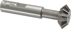 Interstate - 1° 1" Cut Diam, 3/8" Cut Width, 1/2" Shank, High Speed Steel Double-Angle Cutter - Exact Tooling