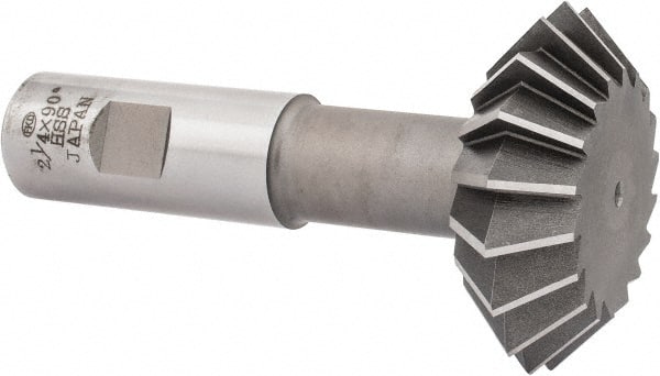 Interstate - 2-1/4° 2-1/4" Cut Diam, 3/4" Cut Width, 7/8" Shank, High Speed Steel Double-Angle Cutter - Exact Tooling