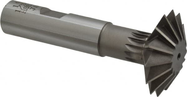Interstate - 1-1/2° 1-1/2" Cut Diam, 1/2" Cut Width, 5/8" Shank, Cobalt Double-Angle Cutter - Exact Tooling